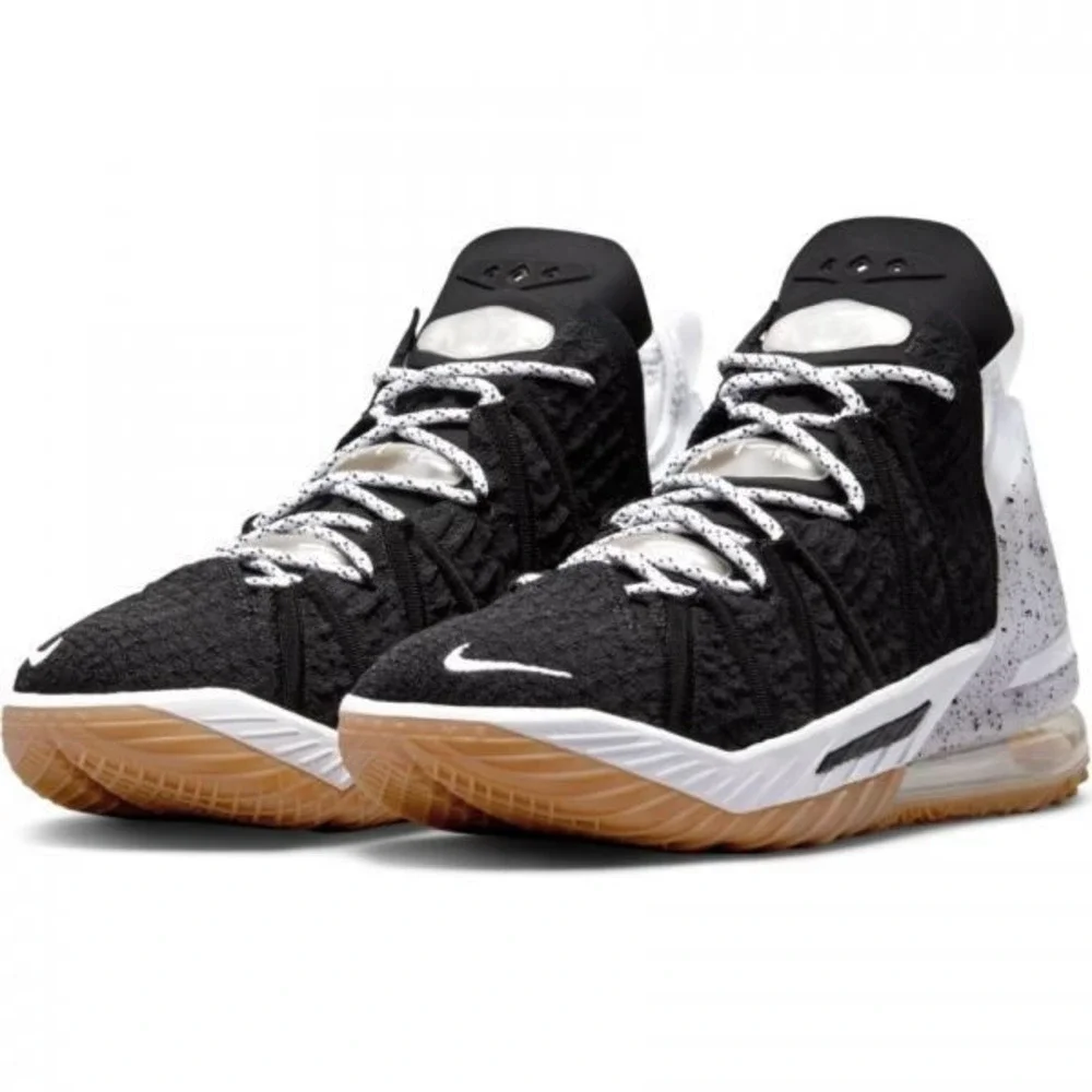 Nike LeBron 18 Oreo Basketball Shoes 6.5Y Womens 8 Black White Gum CW2760-007‎